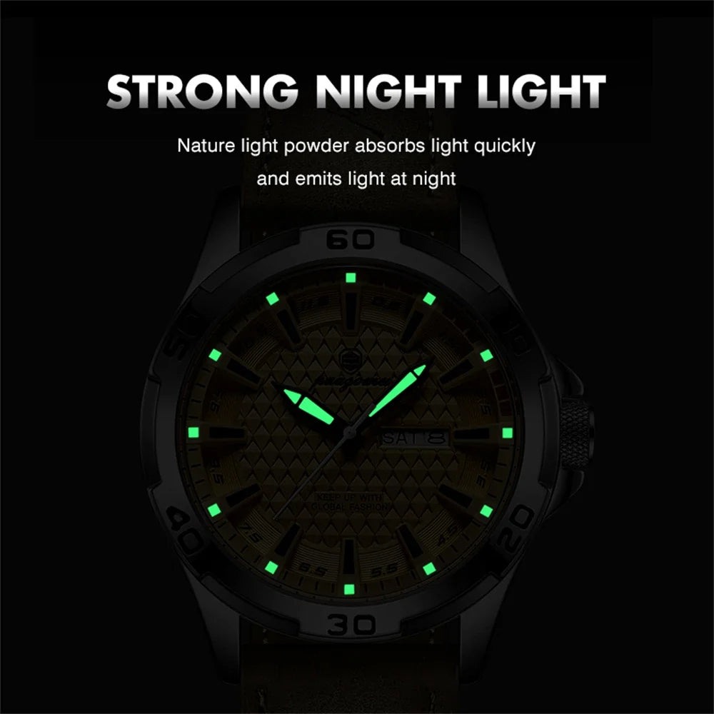 PAAZOMU Original Man Wristwatch Top Luxury Waterproof Luminous Date Week Watch For Men Quartz Sport Leather Men's Watches Reloj