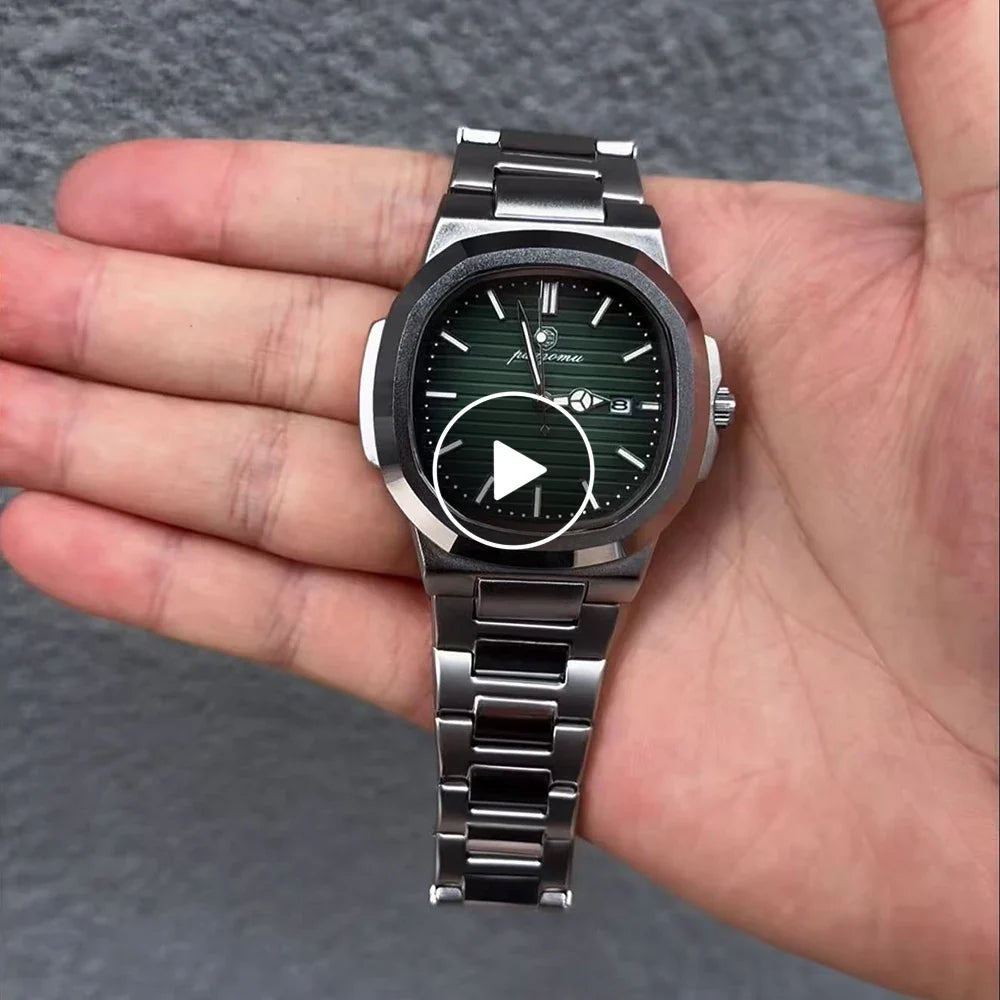 PAAZOMU Business Casual Quartz Wristwatch Men Waterproof Luminous Hands Classic Durable Strap Fashion Watch for Work Daily Life