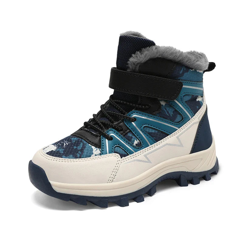 Kids Boots Winter Warm Waterproof Snow Boots for Children Casual Outdoor Sneakers Winter Plush Lining High-top Sports Shoes