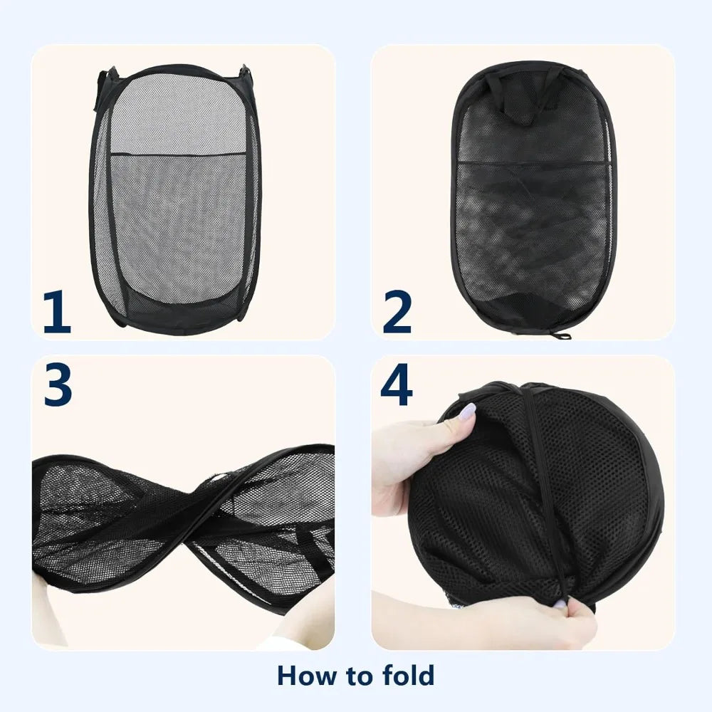 Mesh Laundry Basket Collapsible, Pop Up Foldable Hamper for Clothes Storage and Travel, Space Saver, корзина для белья, Home