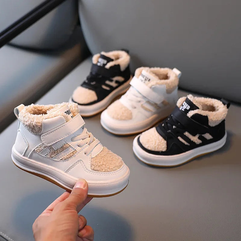 Winter Children Snow Boots for Boys Girls Fashion Kids Outdoor Sneakers Ankle Booties Warm Plush Running Sports Kids Shoes