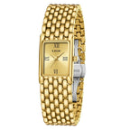 Women's Gold Rectangular Watch Stainless Steel Bracelet