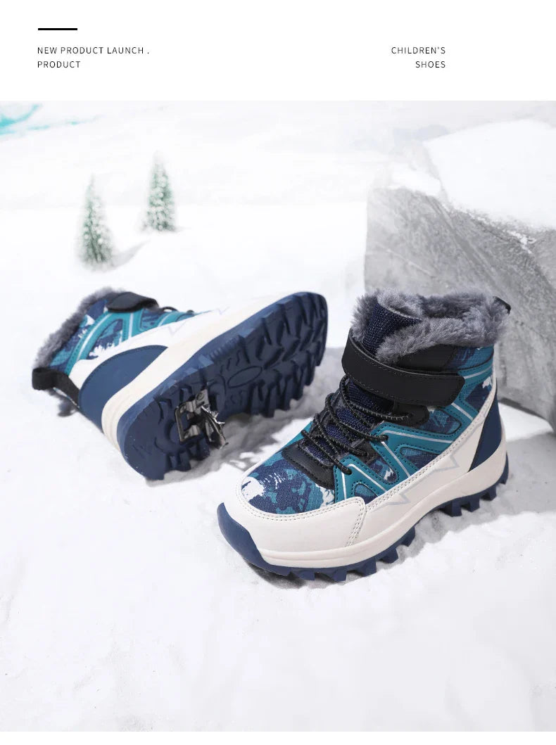 Kids Boots Winter Warm Waterproof Snow Boots for Children Casual Outdoor Sneakers Winter Plush Lining High-top Sports Shoes