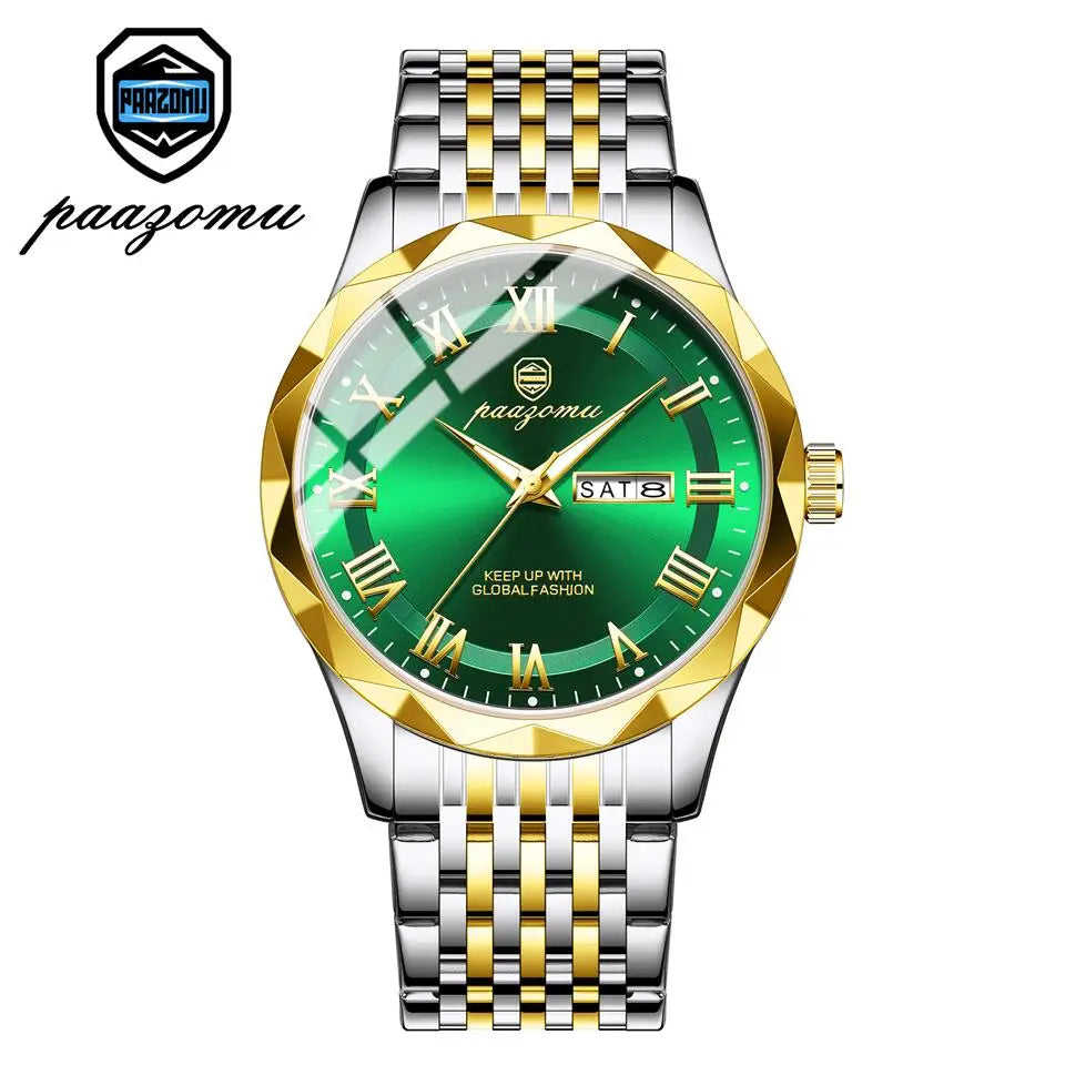 PAAZOMU Top Original Men Watch Waterproof Luminous Date Rectangle Man Wristwatch Mesh Stainless Steel Men's Quartz Watches Male