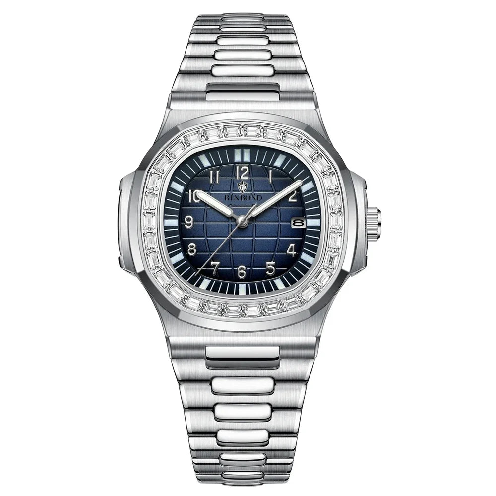 New Simple Digital Full Diamond Watch For Man Gifts Fashion Quartz Wristwatches Mens Automatic Watches Man Clock Montre Homme