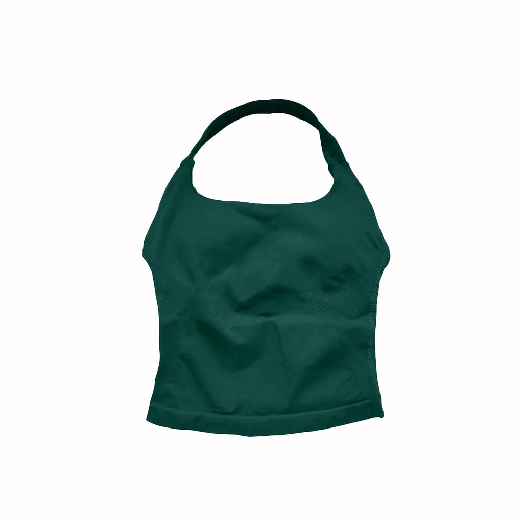 NCLAGEN Gym Halter Top Woman longline strappy tank Padded yoga clothing Fitness workout Running Activewear pilates clothes