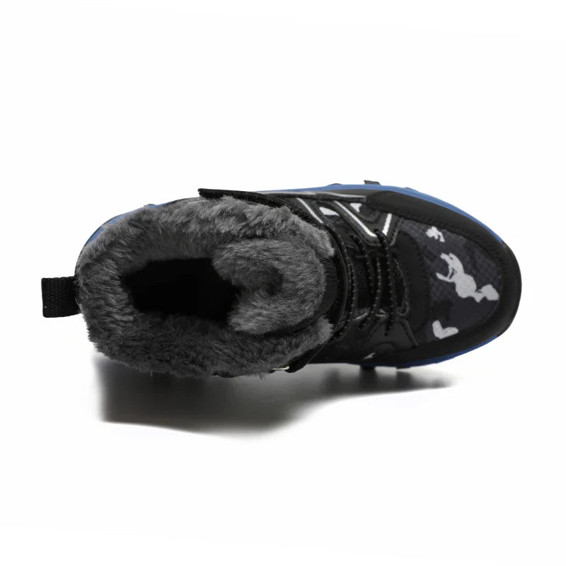 Kids Boots Winter Warm Waterproof Snow Boots for Children Casual Outdoor Sneakers Winter Plush Lining High-top Sports Shoes