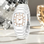 Women's White Ceramic Crystal Bracelet Watch Quartz Gift