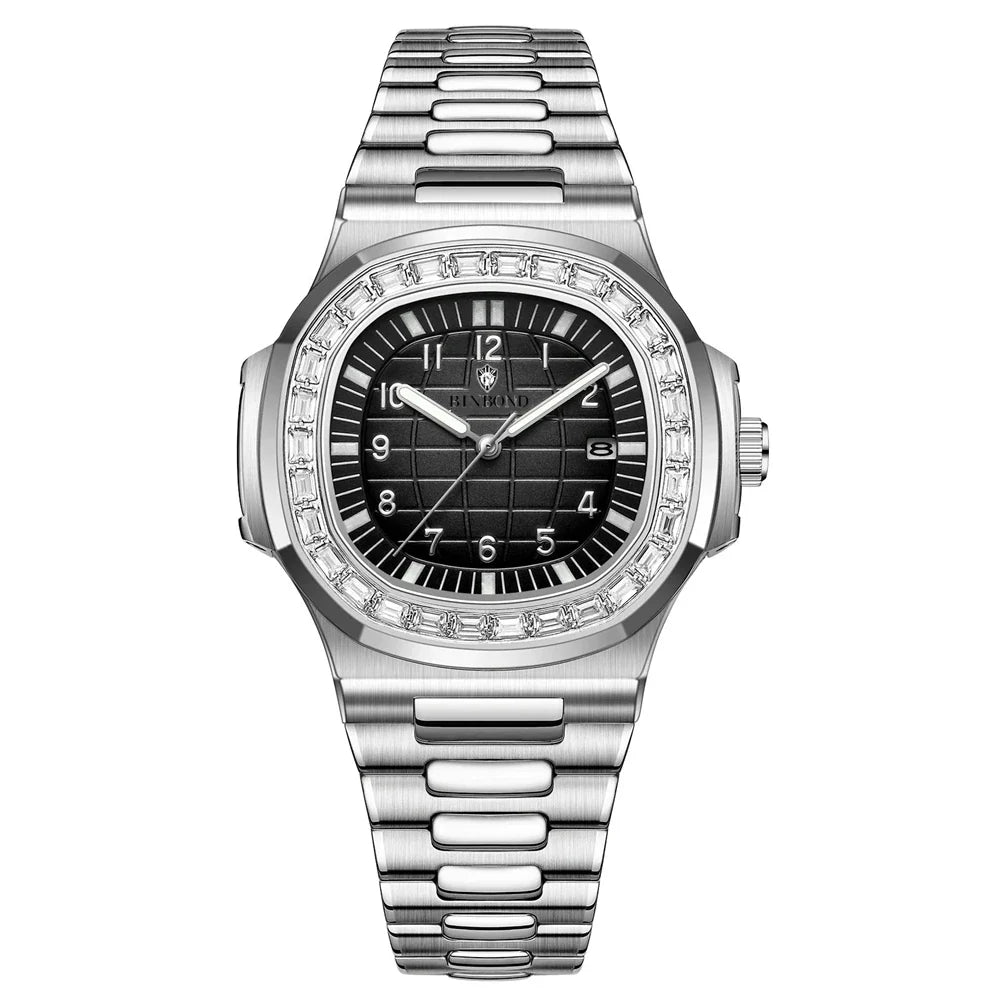 New Simple Digital Full Diamond Watch For Man Gifts Fashion Quartz Wristwatches Mens Automatic Watches Man Clock Montre Homme