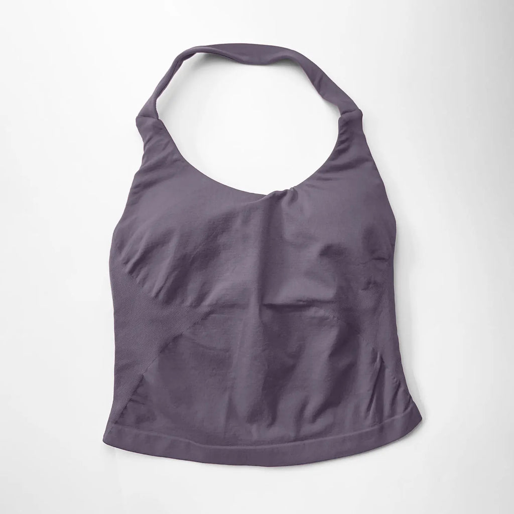 NCLAGEN Gym Halter Top Woman longline strappy tank Padded yoga clothing Fitness workout Running Activewear pilates clothes