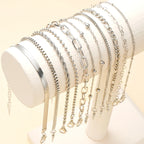11Pcs/Set Boho Twisted Flat Snake Chain Anklet for Women Summer Beach Vintage Barefoot Ankle Bracelet On Leg Jewelry Accessories
