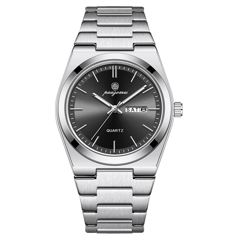 PAAZOMU Luxury Sport Quartz Man Wristwatch Waterproof Luminous Date Week Men Watches Stainless Steel Men's Watch Male Reloj+box