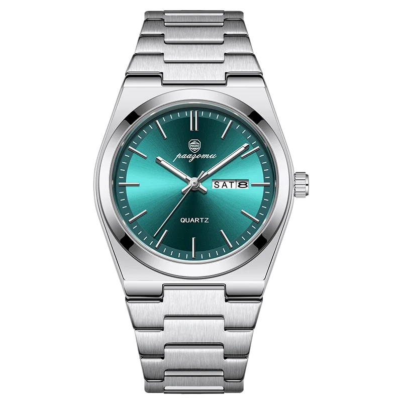 PAAZOMU Luxury Sport Quartz Man Wristwatch Waterproof Luminous Date Week Men Watches Stainless Steel Men's Watch Male Reloj+box