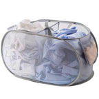 Durable Collapsible Laundry Basket, Mesh Pop Up Laundry Hamper With Side Pocket, Foldable Clothes Storage Hamper With Reinforced
