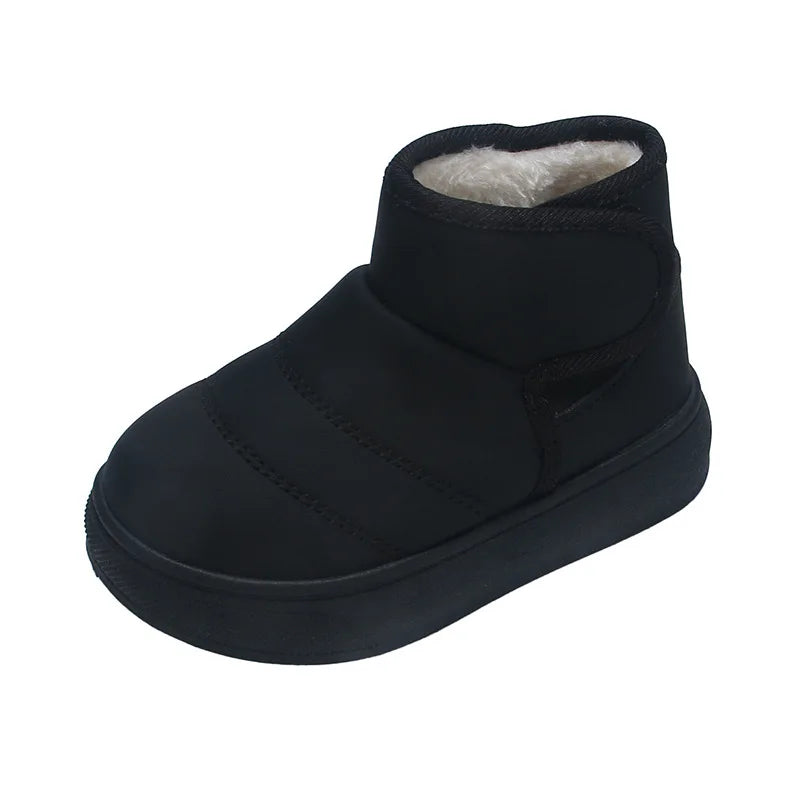 2025 Kids Winter Snow Boots Plush Fur Lined Non-Slip Leather Shoes for Boys And Girls Little Girl Outdoor Short Boots