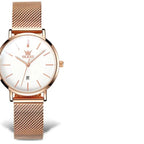 Women's Mesh Strap Watch Slim Quartz Date Luminous Steel