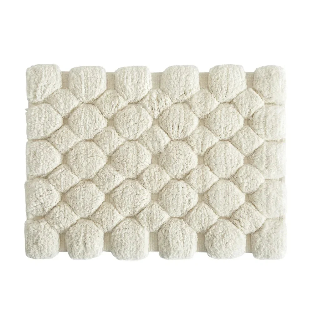 Ivory 2-Piece Cotton Bath Rug Set – 40x60cm&50x80cm Machine Washable Mats for Bathroom, Tub & Shower