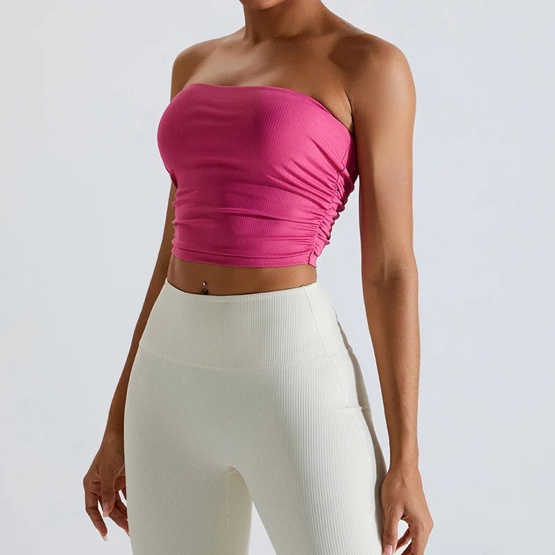 Sexy Strapless Sports Bra Backless Gym Top Women Quick-Drying Yoga Clothes Women Top Fitness Chest Wrap Underwear Workout Bra