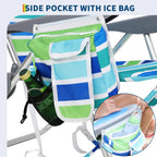 2 Pack High Backpack Beach Chair Lay Flat Folding Camping Chair Lightweight Portable Outdoor Lounge With Cooler Pouch Cup Holder
