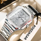 POEDAGAR Square Fashion Man Wristwatch Waterproof Luminous Date Week Quartz Men's Watches Stainless Steel Luxury Men Watch Reloj