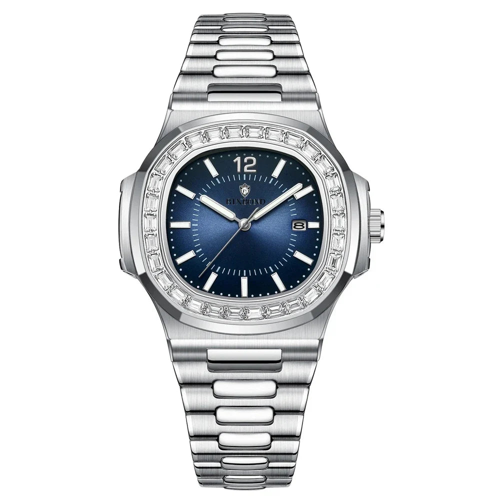 New Simple Digital Full Diamond Watch For Man Gifts Fashion Quartz Wristwatches Mens Automatic Watches Man Clock Montre Homme