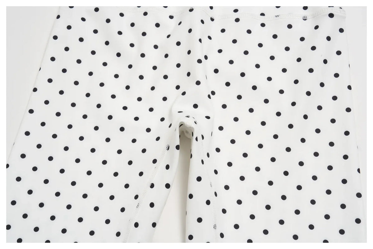 New Summer Women White Polka Dot Print Yoga Sets Hanging Neck Slim Sport Vest High Waist Mid Pants Gym Two-piece Workout Clothes
