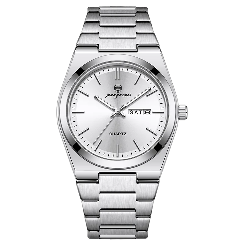 PAAZOMU Luxury Sport Quartz Man Wristwatch Waterproof Luminous Date Week Men Watches Stainless Steel Men's Watch Male Reloj+box
