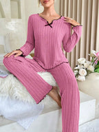 Flannel Warm Sleepwear Women Casual Pajamas Set Long Sleeve T-shirt Top and Trousers Set Homewear Autumn Winter Loungewear