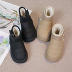 2025 Kids Winter Snow Boots Plush Fur Lined Non-Slip Leather Shoes for Boys And Girls Little Girl Outdoor Short Boots