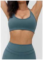 Neck Hanging Sports Bra High Support Women Push Up Bra Summer Gym Clothes Fitness Halter Top Quick Dry Running Workout Underwear