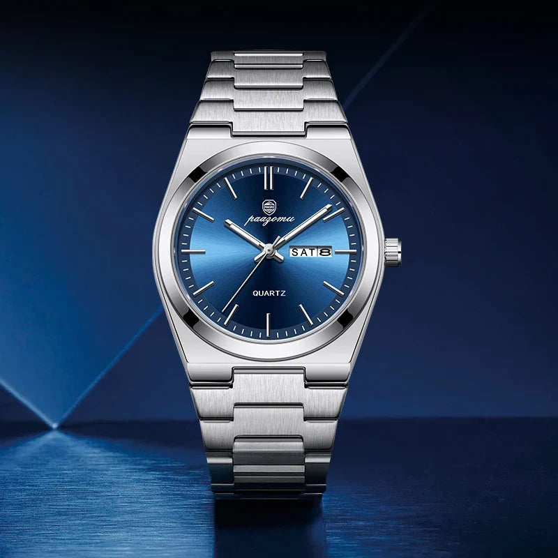 PAAZOMU Luxury Sport Quartz Man Wristwatch Waterproof Luminous Date Week Men Watches Stainless Steel Men's Watch Male Reloj+box