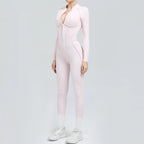 Padded Women Long Sleeve Sport Yoga Jumpsuit Workout Clothes for Women Sportwear Backless Zipper Fitness Gym Outfit