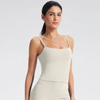 NCLAGEN GYM Tank Top With Built In Bra women's Yoga clothing  running Square Neck fitness vest beautiful back sports Workout