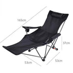 Folding Recliner Portable Camping Chair with Adjustable Backrest and Cotton-Filled Seat for Travel Beach Fishing Outdoor Chair
