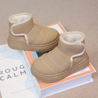 2025 Kids Winter Snow Boots Plush Fur Lined Non-Slip Leather Shoes for Boys And Girls Little Girl Outdoor Short Boots