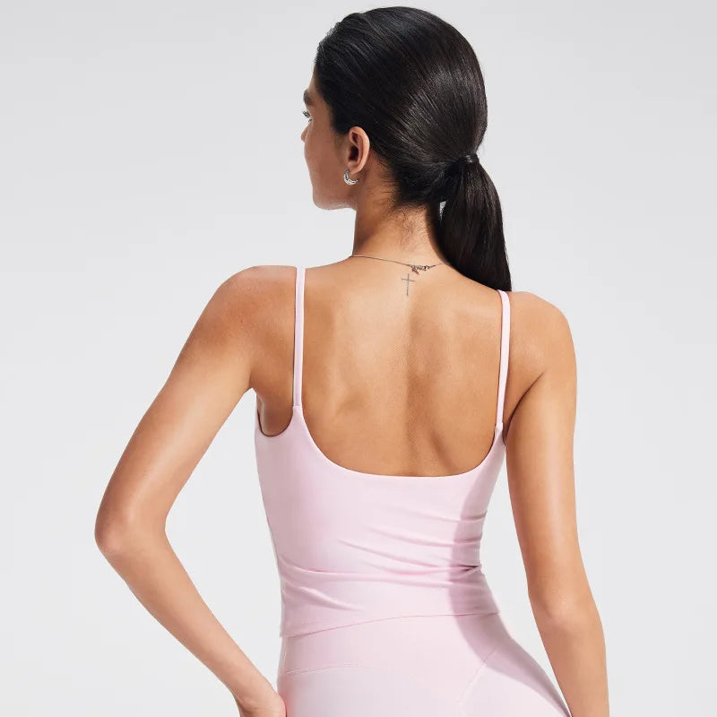 NCLAGEN GYM Tank Top With Built In Bra women's Yoga clothing  running Square Neck fitness vest beautiful back sports Workout