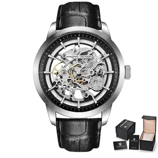 PAGANI DESIGN Business Man Watch Luxury Skeleton Hollow Leather Men's Wristwatch New Mechanical Male Clock Relogio Masculino