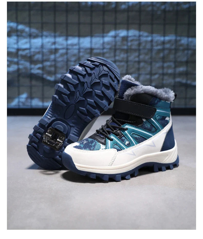 Kids Boots Winter Warm Waterproof Snow Boots for Children Casual Outdoor Sneakers Winter Plush Lining High-top Sports Shoes