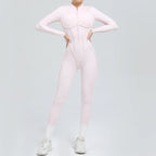 Padded Women Long Sleeve Sport Yoga Jumpsuit Workout Clothes for Women Sportwear Backless Zipper Fitness Gym Outfit