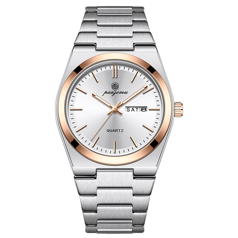 PAAZOMU Luxury Sport Quartz Man Wristwatch Waterproof Luminous Date Week Men Watches Stainless Steel Men's Watch Male Reloj+box
