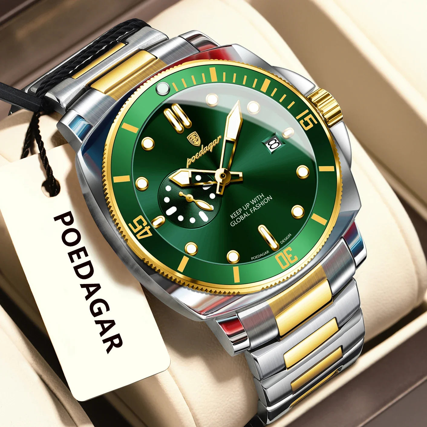 POEDAGAR Top Fashion Luxury Watch For Men Waterproof Luminous Date Men's Watches Stainless Steel Business Quartz Male Wristwatch