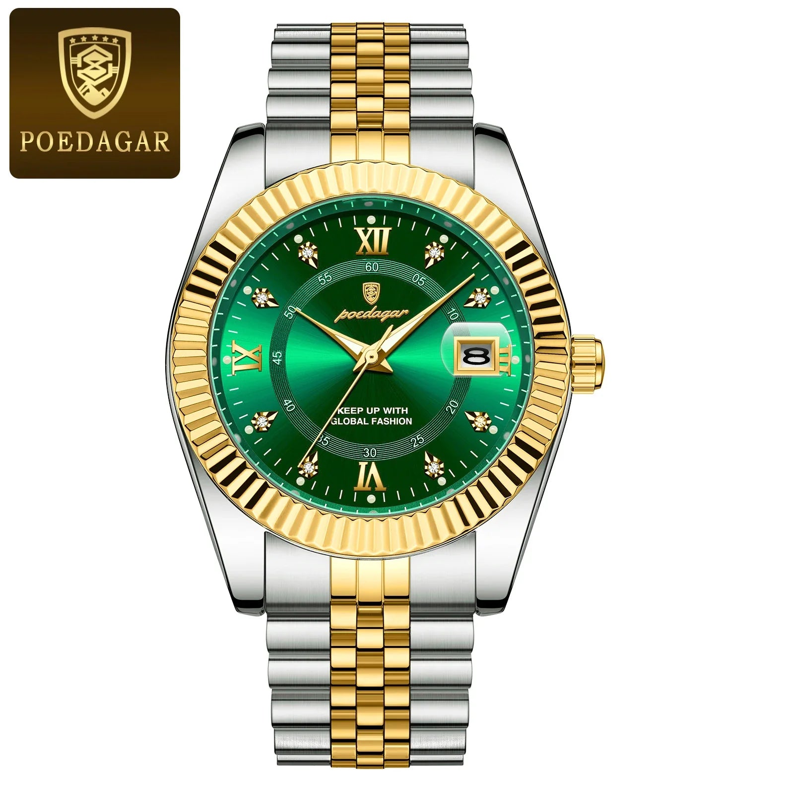 POEDAGAR Classic Luxury Men's Quartz Watches Stainless Steel Date Man Watch Waterproof Luminous Fashion Business Male Wristwatch