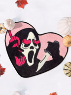 VIKAMA Heart-Shaped Skull Carpet Soft and Comfortable Halloween Decorative Floor Mat Bedside Rug Bathroom Foot Mat Home Decor