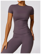 NCLAGEN Gym Top Women Short Sleeve Workout Clothes Sports T Shirt Femme Fitness Activewear Running Accessories Yoga Tight Tops