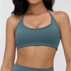Neck Hanging Sports Bra High Support Women Push Up Bra Summer Gym Clothes Fitness Halter Top Quick Dry Running Workout Underwear