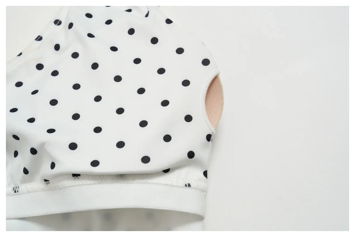 New Summer Women White Polka Dot Print Yoga Sets Hanging Neck Slim Sport Vest High Waist Mid Pants Gym Two-piece Workout Clothes