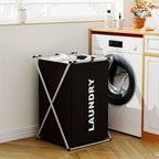 1 PC Large Laundry Hamper 3 Sections Divided Laundry Basket Foldable Washing Bin Dirty Cloth Storage Bag