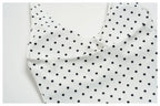 New Summer Women White Polka Dot Print Yoga Sets Hanging Neck Slim Sport Vest High Waist Mid Pants Gym Two-piece Workout Clothes