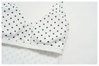 New Summer Women White Polka Dot Print Yoga Sets Hanging Neck Slim Sport Vest High Waist Mid Pants Gym Two-piece Workout Clothes