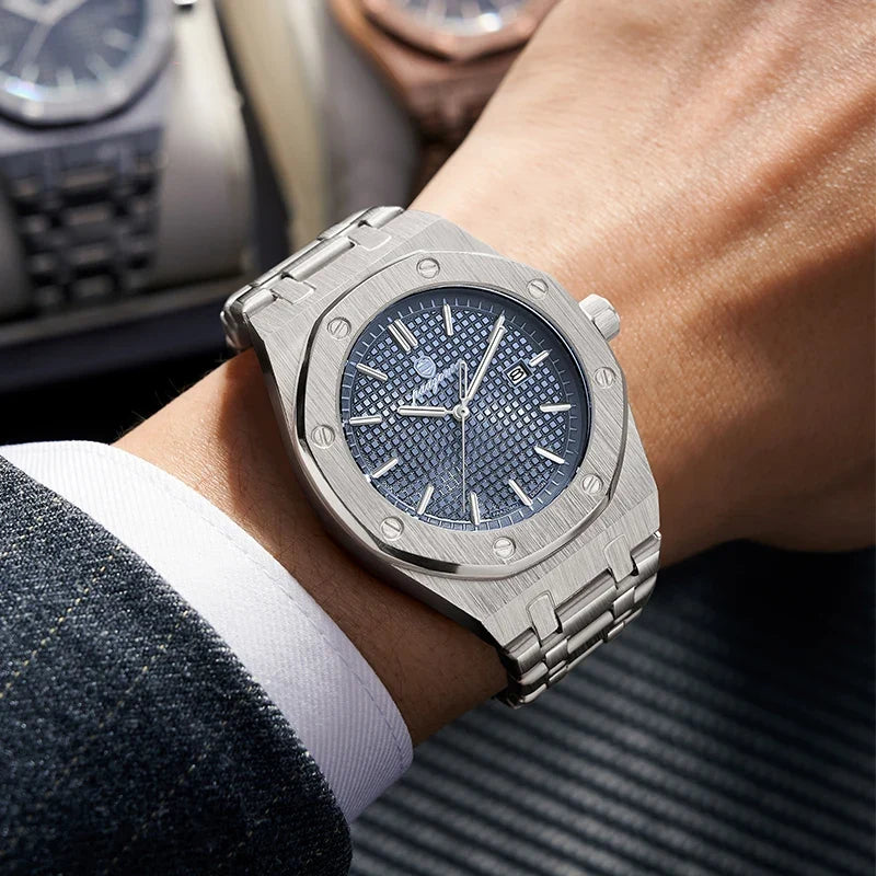 PAAZOMU Luxury Business Man Wristwatch Waterproof Luminous Date Men Watch Stainless Steel Fashion Quartz Watches For Men Reloj